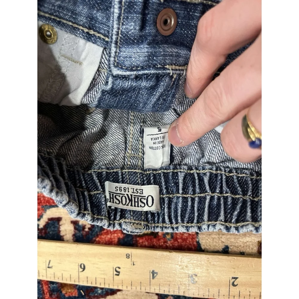 Vintage OshKosh Little Girl Floral Embroidered Wide Leg Stretch Jeans Size 5